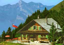 Gafadura hut and restaurant above Planken, Liechtenstein