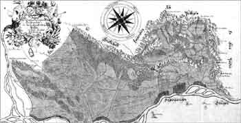 Picture of one of the first maps showing the Principality of Liechtenstein