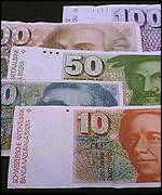 A range of old style Swiss Francs